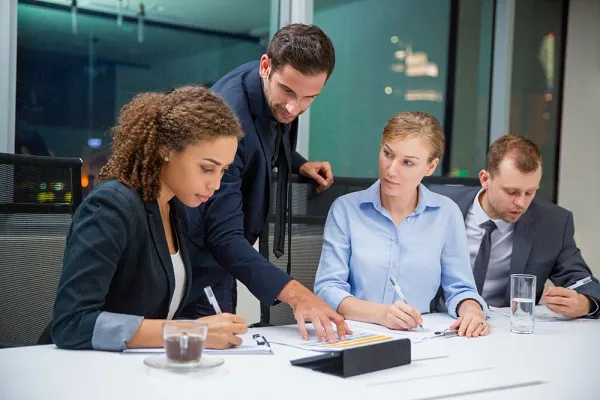 Équipe avec un manager