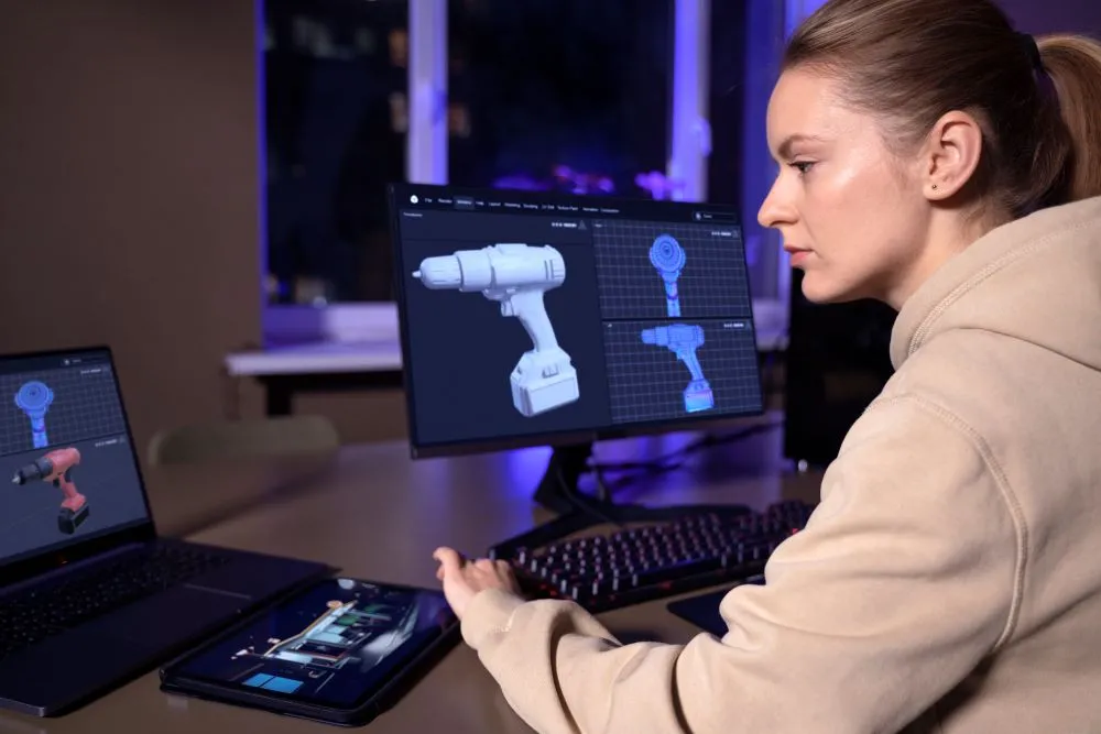 Femme travaillant sur un projet d'animation 3D